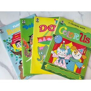 Vintage 70s Merrigold Press Coloring Activity Books Lot of 4 Dots for Tots Retro